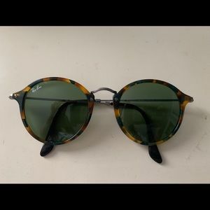 Ray Ban RB2447 Round Fleck Green
